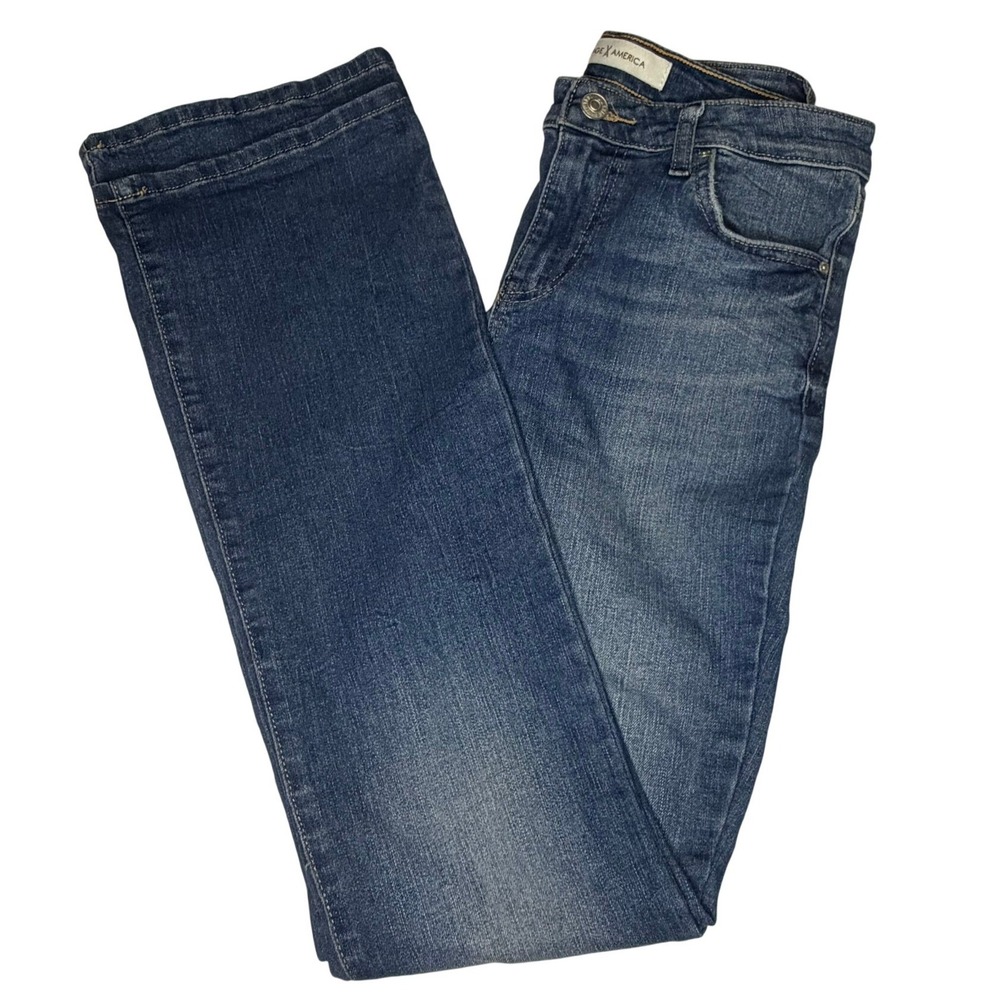 Vintage America Blues Bootcut Jeans Womens 4/27 Blue Stretch Embroidered Pocket
